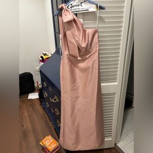 ALFRED SUNG Bella Bridesmaids One Shoulder Pink Gown